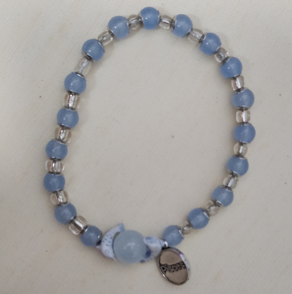 Handmade Aquamarine And Czech Glass Beaded Pisces Bracelet